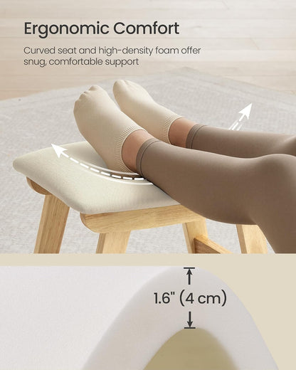 SONGMICS Foot Stool, Small Linen-Look Fabric Ottoman with Thick Cushion