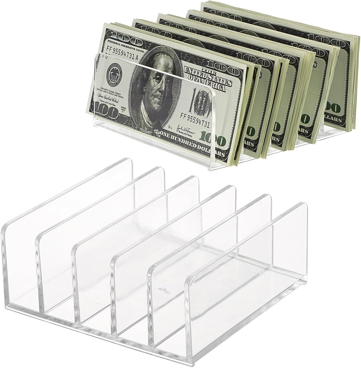 2-Pack Acrylic File Organizer for Sorting Mail - 5 Slot Mail Sorter