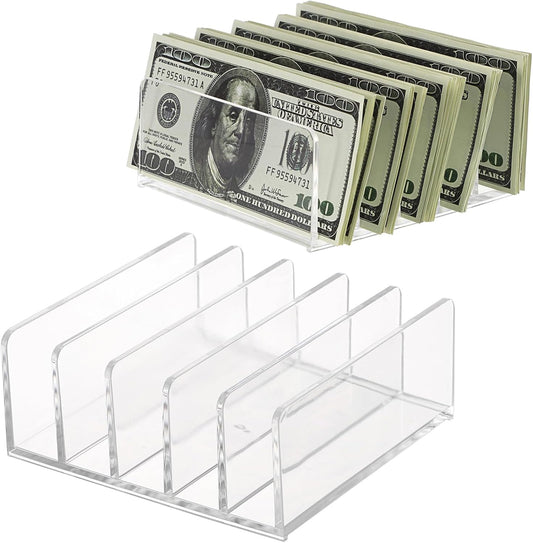 2-Pack Acrylic File Organizer for Sorting Mail - 5 Slot Mail Sorter
