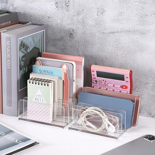 2-Pack Acrylic File Organizer for Sorting Mail - 5 Slot Mail Sorter