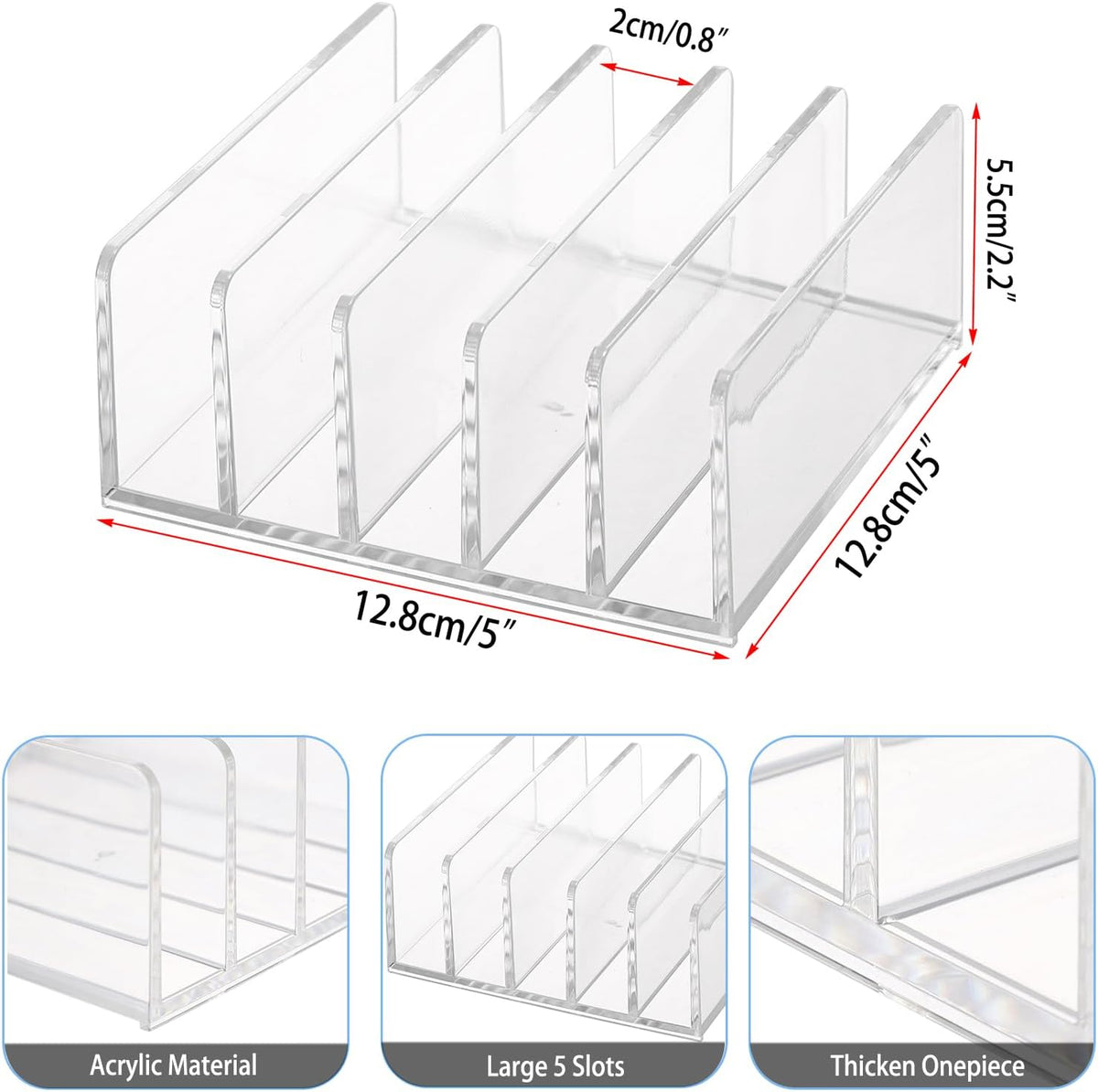 2-Pack Acrylic File Organizer for Sorting Mail - 5 Slot Mail Sorter