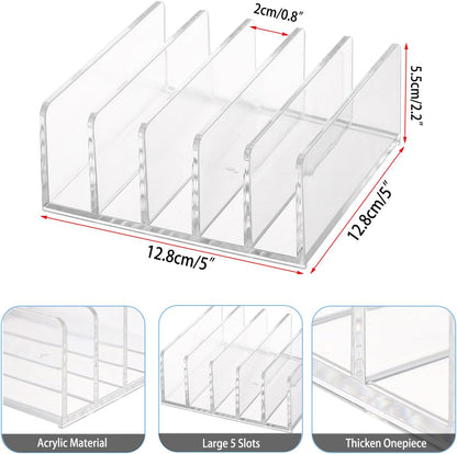 2-Pack Acrylic File Organizer for Sorting Mail - 5 Slot Mail Sorter