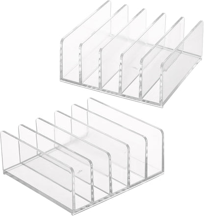 2-Pack Acrylic File Organizer for Sorting Mail - 5 Slot Mail Sorter
