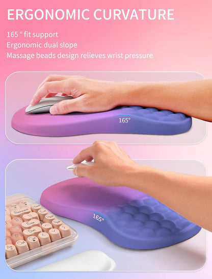 2in1 Combination, Wave Keyboard Wrist Rest and Ergonomic Curvature Mouse Pad Wrist Support for Relieve Wrist Pain, Filled with Soft Cushion Memory Foam, Black