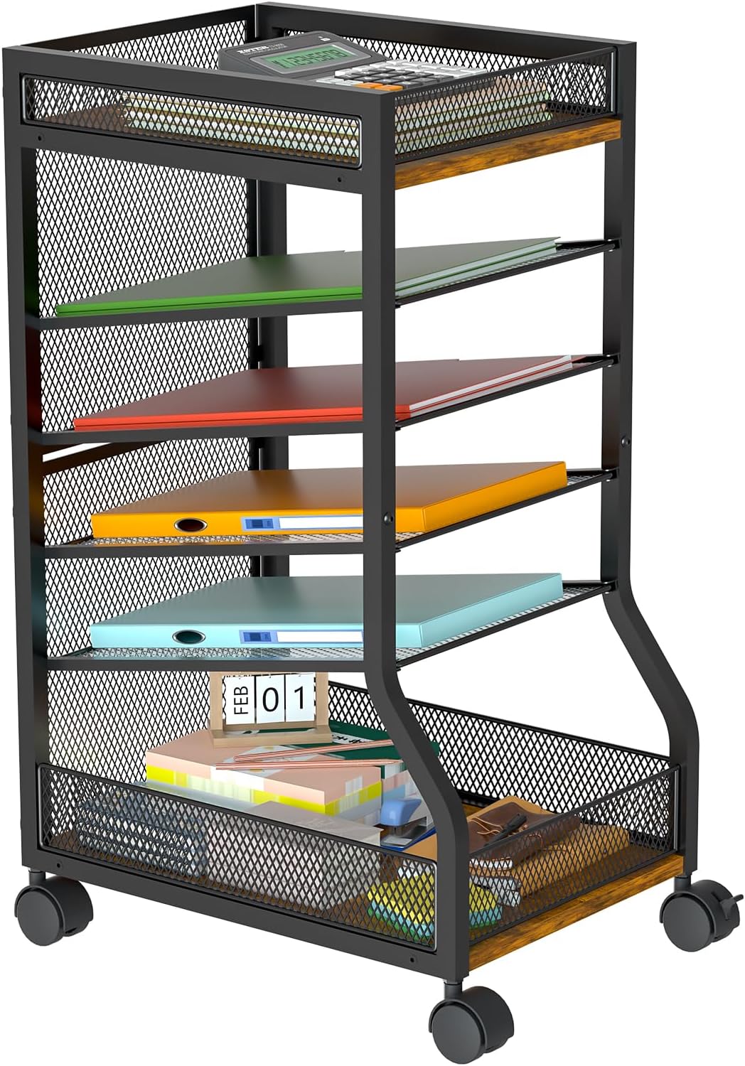 6-Tier Standing File Organizer, Rolling Under Desk Organizer for Office
