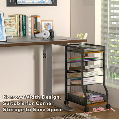 6-Tier Standing File Organizer, Rolling Under Desk Organizer for Office