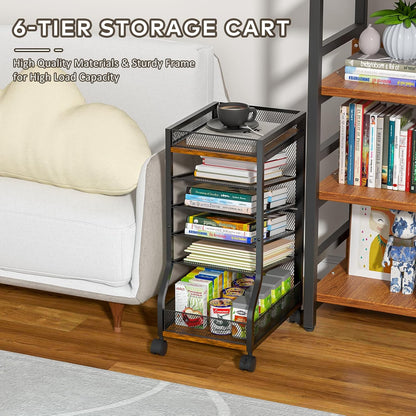 6-Tier Standing File Organizer, Rolling Under Desk Organizer for Office