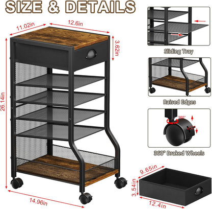 6-Tier Standing File Organizer, Rolling Under Desk Organizer for Office
