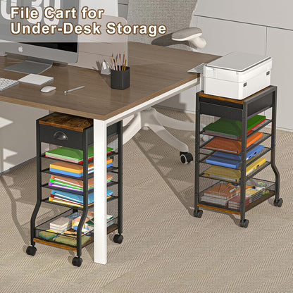6-Tier Standing File Organizer, Rolling Under Desk Organizer for Office