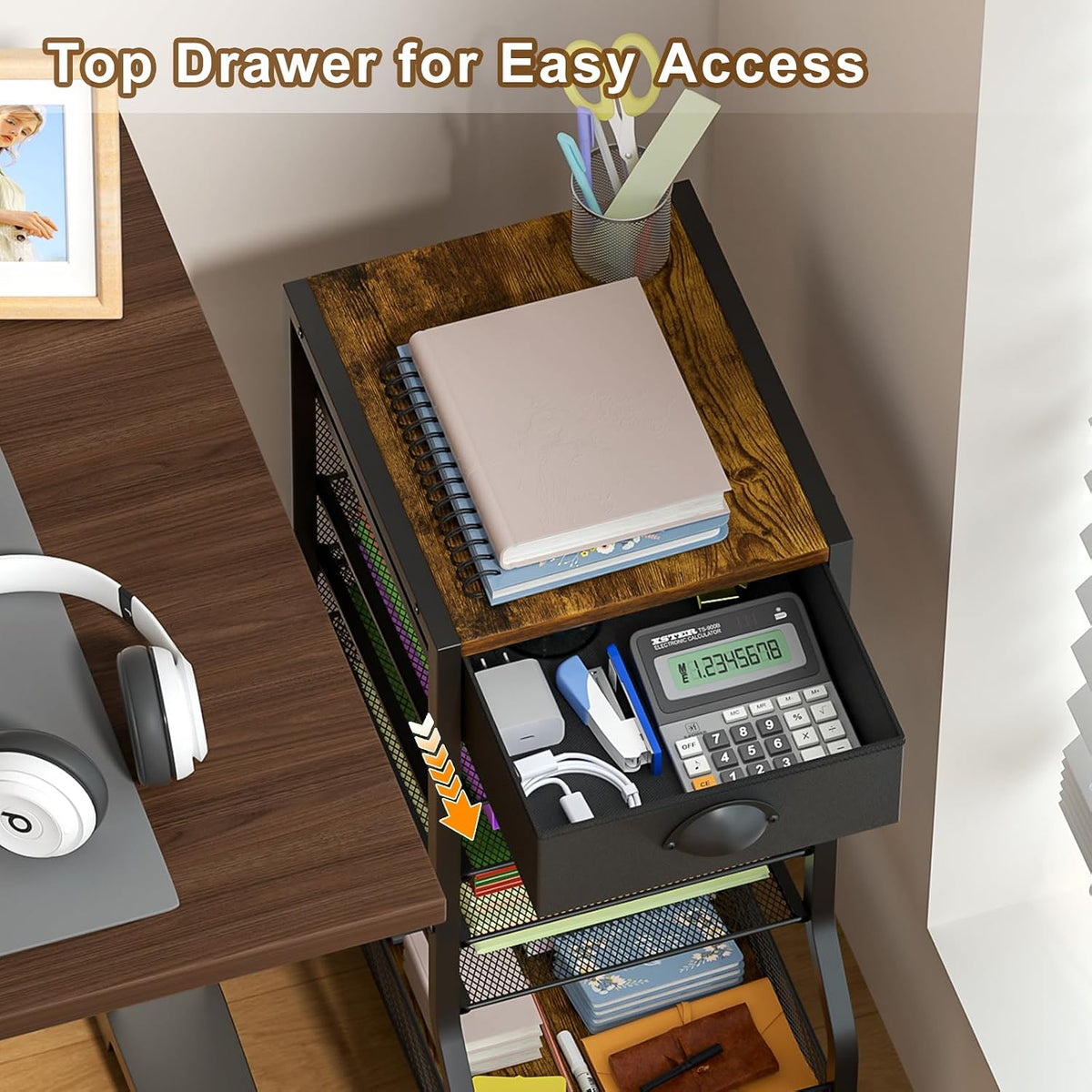 6-Tier Standing File Organizer, Rolling Under Desk Organizer for Office