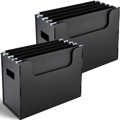2 Pcs Portable Desktop File, Filing Organizer, Black