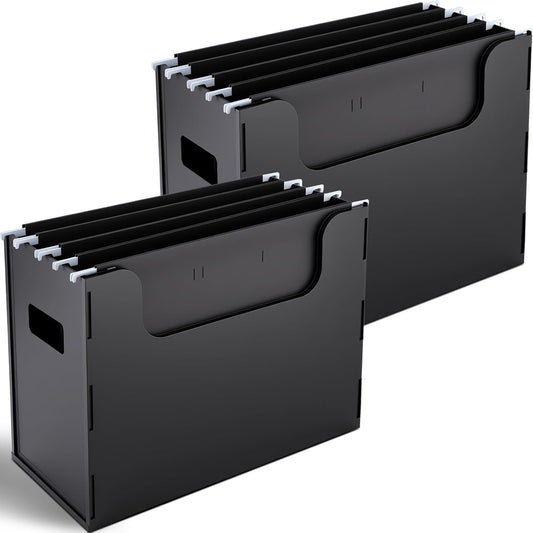 2 Pcs Portable Desktop File, Filing Organizer, Black