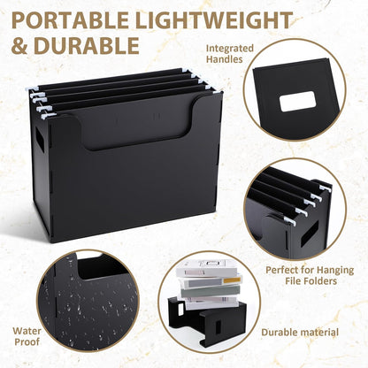 2 Pcs Portable Desktop File, Filing Organizer, Black