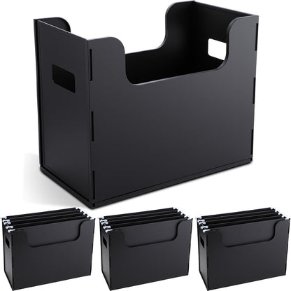 2 Pcs Portable Desktop File, Filing Organizer, Black