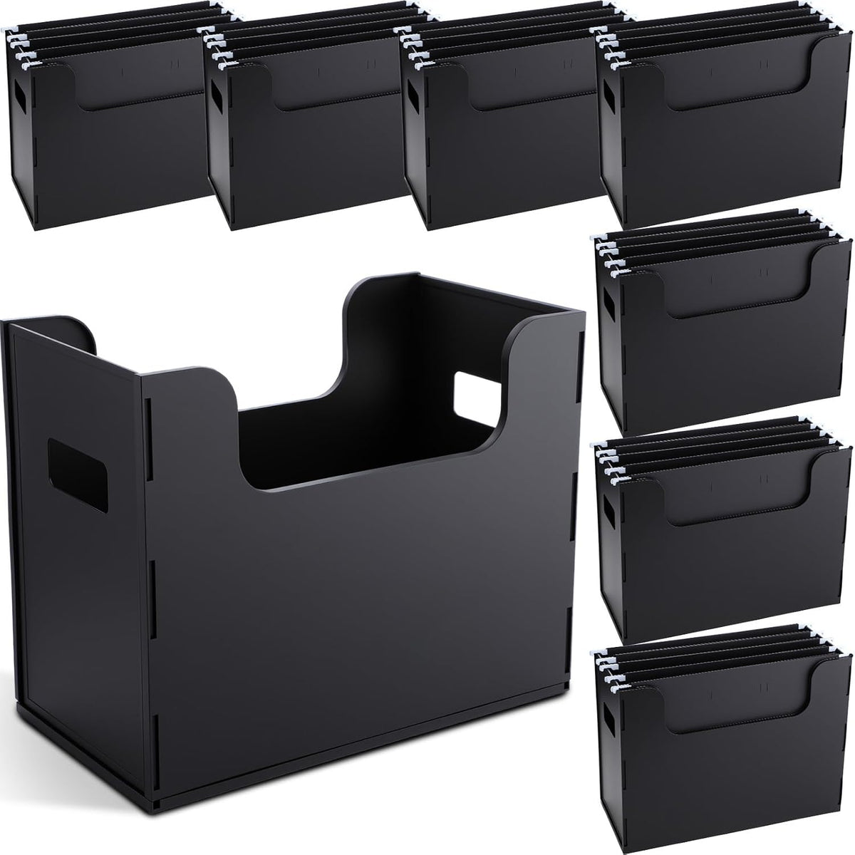 2 Pcs Portable Desktop File, Filing Organizer, Black