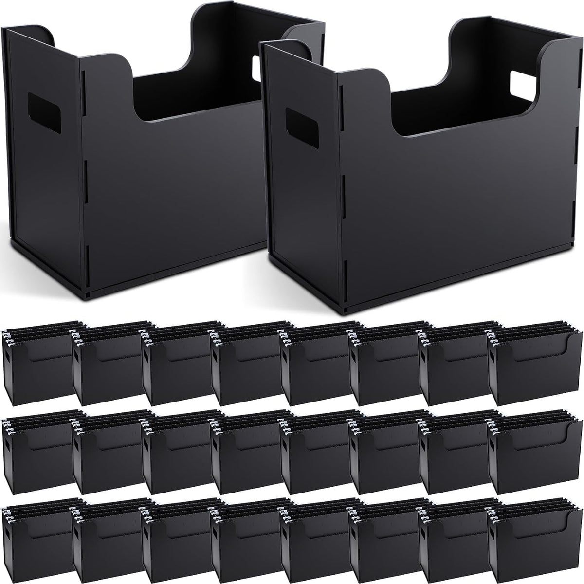 2 Pcs Portable Desktop File, Filing Organizer, Black