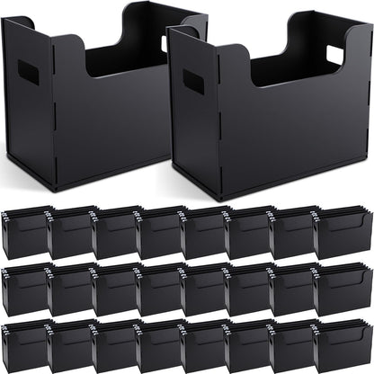 2 Pcs Portable Desktop File, Filing Organizer, Black