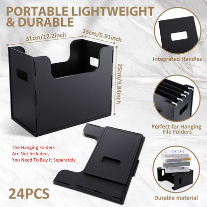 2 Pcs Portable Desktop File, Filing Organizer, Black