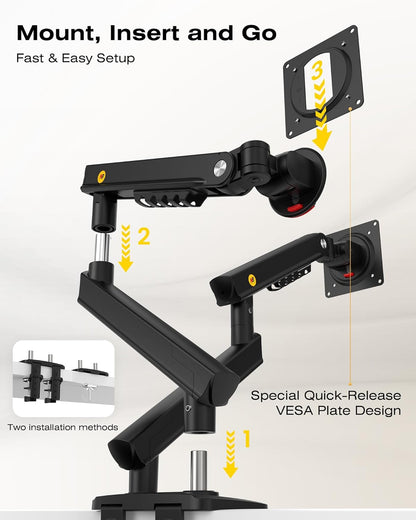 NB SmooVex™ Monitor Mount, Monitor Stand fits up to 32 Inch, Mechanical Spring Mount, VESA 75/100 mm, Model-A5(Black)