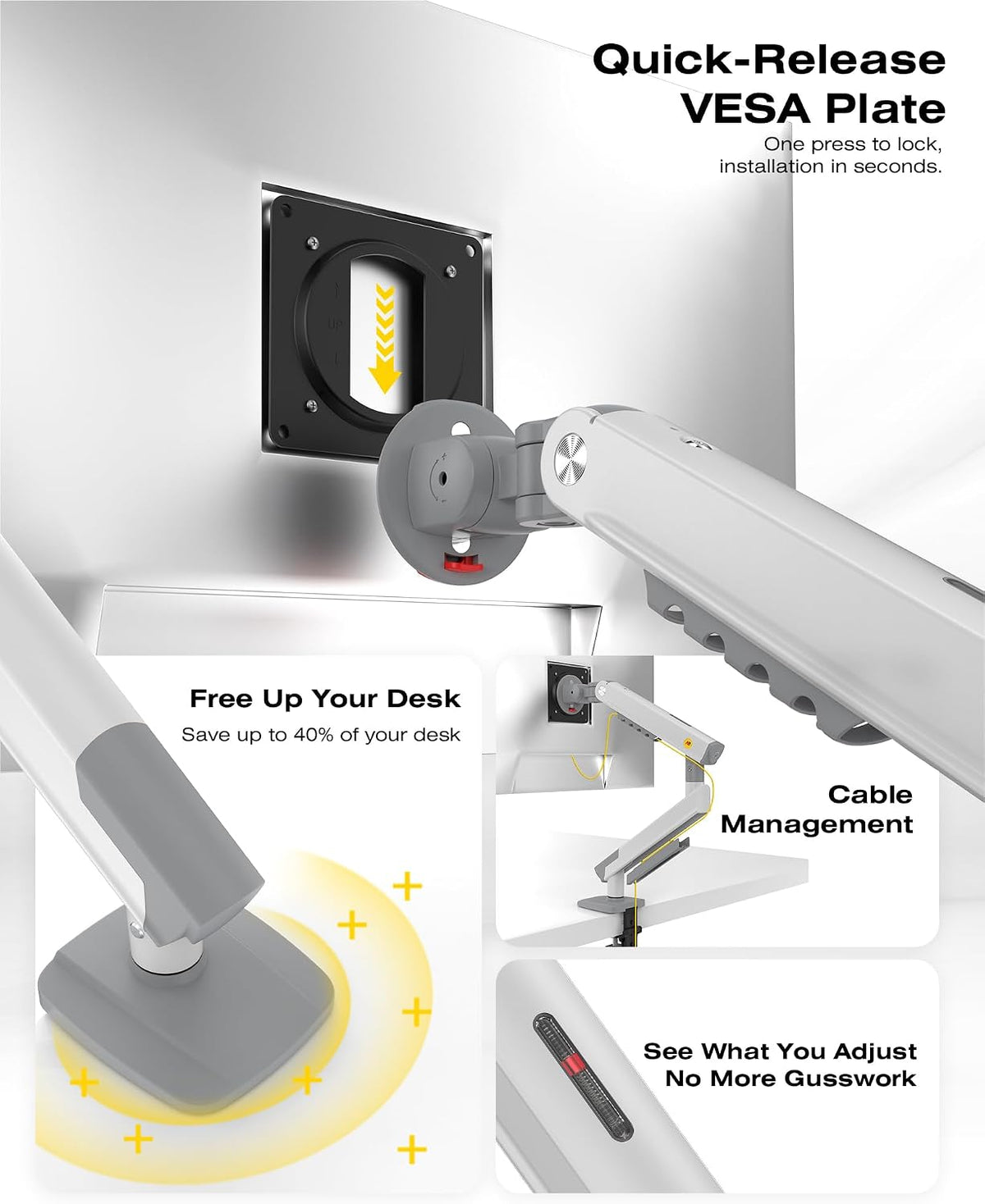 NB SmooVex™ Monitor Mount, Monitor Stand fits up to 32 Inch, Mechanical Spring Mount, VESA 75/100 mm, Model-A5(Black)