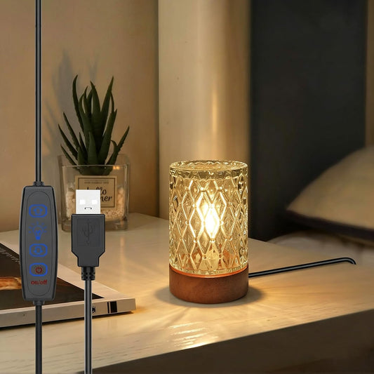 Mini Soft Warm LED Night Light,Dimmable Bedside Lamp Small Nightstand Glass Lamps Desk Reading Light for Bedroom,Living Room,Study Room,Office