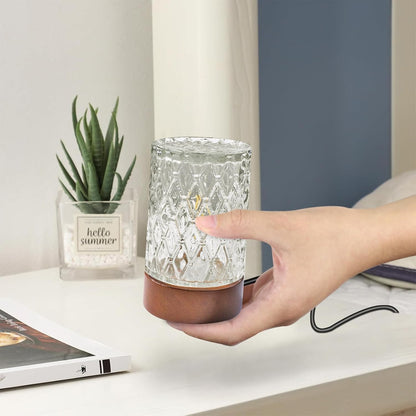 Mini Soft Warm LED Night Light,Dimmable Bedside Lamp Small Nightstand Glass Lamps Desk Reading Light for Bedroom,Living Room,Study Room,Office