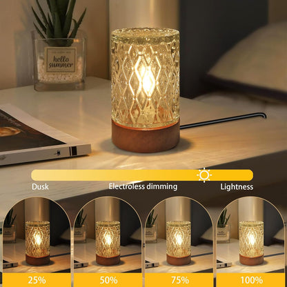 Mini Soft Warm LED Night Light,Dimmable Bedside Lamp Small Nightstand Glass Lamps Desk Reading Light for Bedroom,Living Room,Study Room,Office