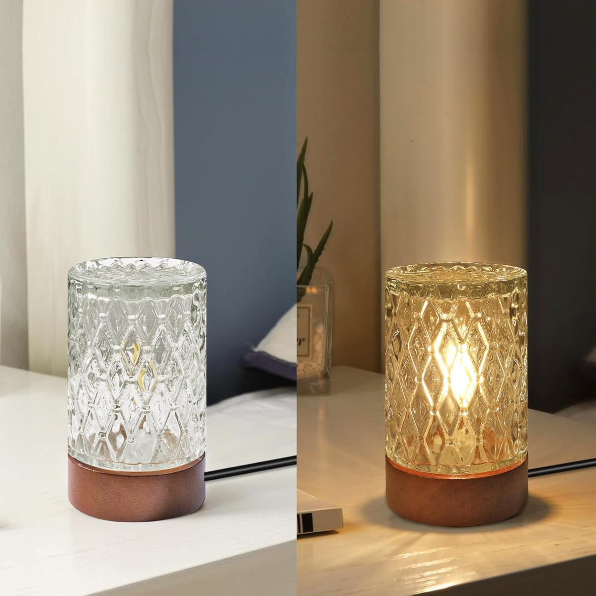Mini Soft Warm LED Night Light,Dimmable Bedside Lamp Small Nightstand Glass Lamps Desk Reading Light for Bedroom,Living Room,Study Room,Office