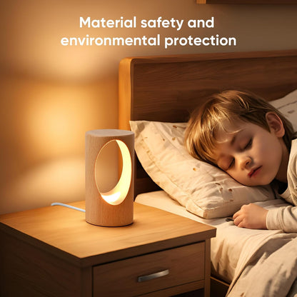 LED Wooden Desk Lamp, Dimmable Bedside Night Light for Bedroom, Creative Home Décor Table Lamp, Warm Ambient Lighting, Unique Housewarming Gift