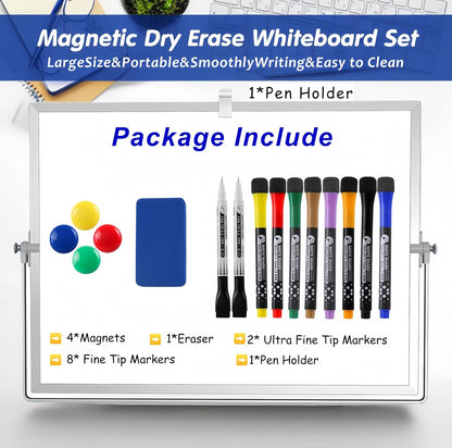 Magnetic Desktop Whiteboard with Calendar, 12x16 Inch, Double Sided