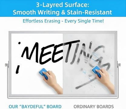 Magnetic Desktop Whiteboard with Calendar, 12x16 Inch, Double Sided
