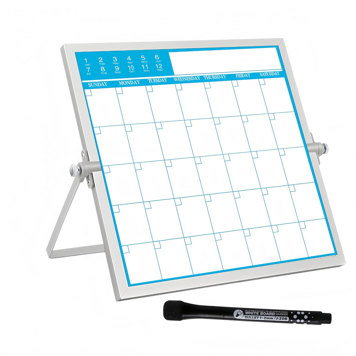 Magnetic Desktop Whiteboard with Calendar, 12x16 Inch, Double Sided