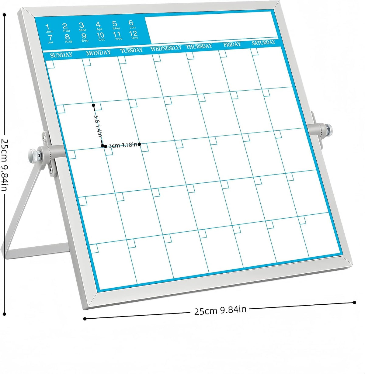 Magnetic Desktop Whiteboard with Calendar, 12x16 Inch, Double Sided