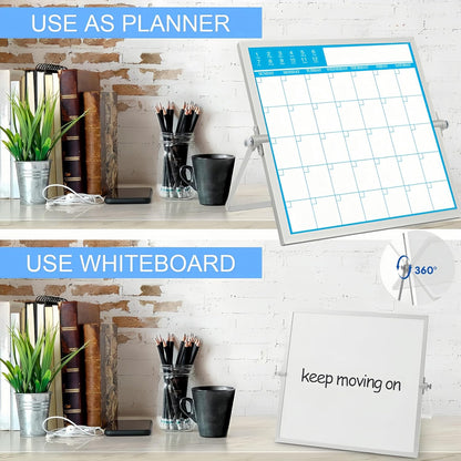 Magnetic Desktop Whiteboard with Calendar, 12x16 Inch, Double Sided