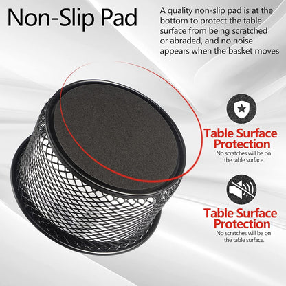 ®5-Pack Stackable Mesh Desk Organizer Bins - Durable Storage Containers for Paper Clips, Rubber Bands, and Office Supplies, Black