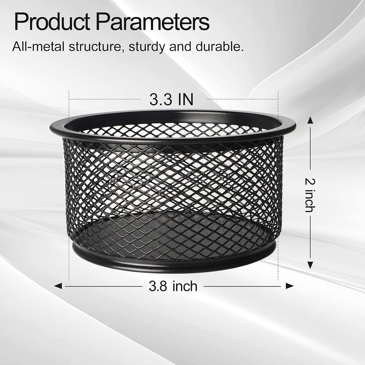 ®5-Pack Stackable Mesh Desk Organizer Bins - Durable Storage Containers for Paper Clips, Rubber Bands, and Office Supplies, Black
