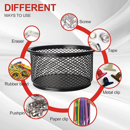 ®5-Pack Stackable Mesh Desk Organizer Bins - Durable Storage Containers for Paper Clips, Rubber Bands, and Office Supplies, Black