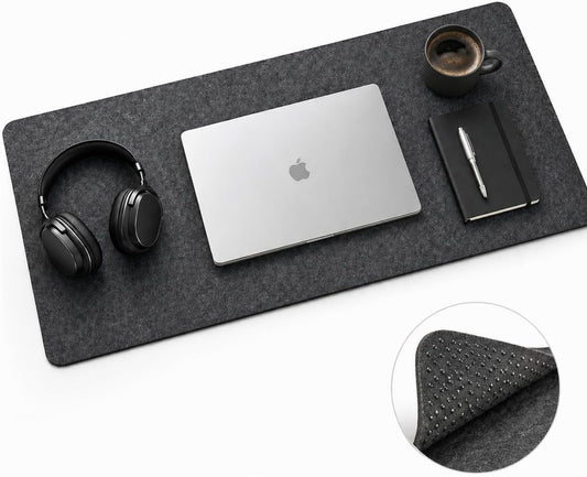 Premium Reversible Felt Desk Mat | Computer Pad for Keyboard & Mouse | Office & Home Workspace Protector (Black Gray, 36Inx12In)