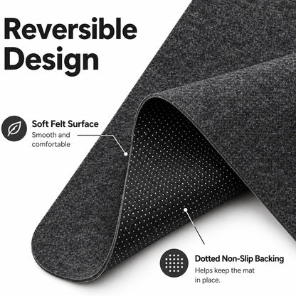 Premium Reversible Felt Desk Mat | Computer Pad for Keyboard & Mouse | Office & Home Workspace Protector (Black Gray, 36Inx12In)
