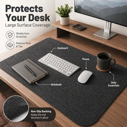 Premium Reversible Felt Desk Mat | Computer Pad for Keyboard & Mouse | Office & Home Workspace Protector (Black Gray, 36Inx12In)
