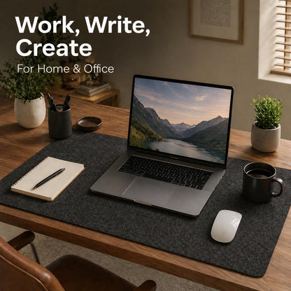 Premium Reversible Felt Desk Mat | Computer Pad for Keyboard & Mouse | Office & Home Workspace Protector (Black Gray, 36Inx12In)
