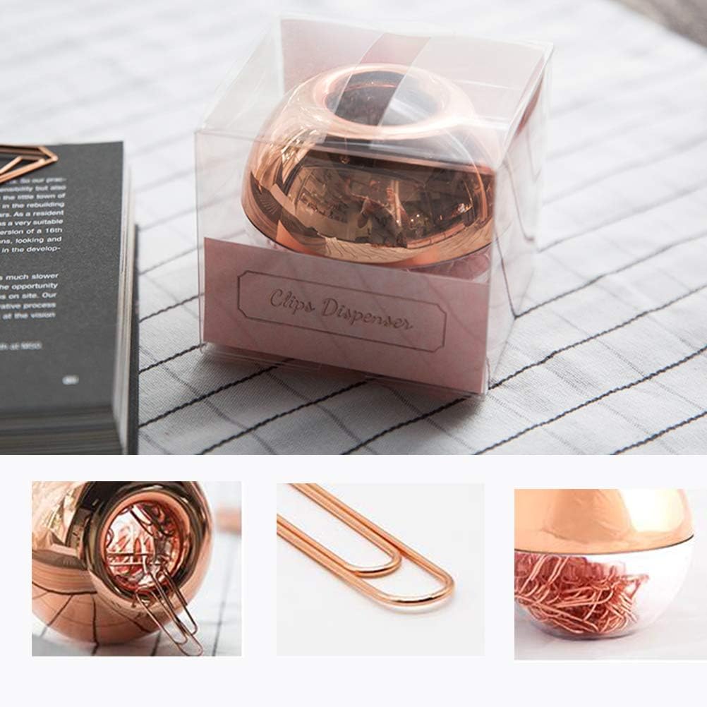 Magnetic Paper Clip Holder, Marble White holder with Gold PaperClips 100pcs 28mm(1.1") Cute Office Supplies for Desk Organizer