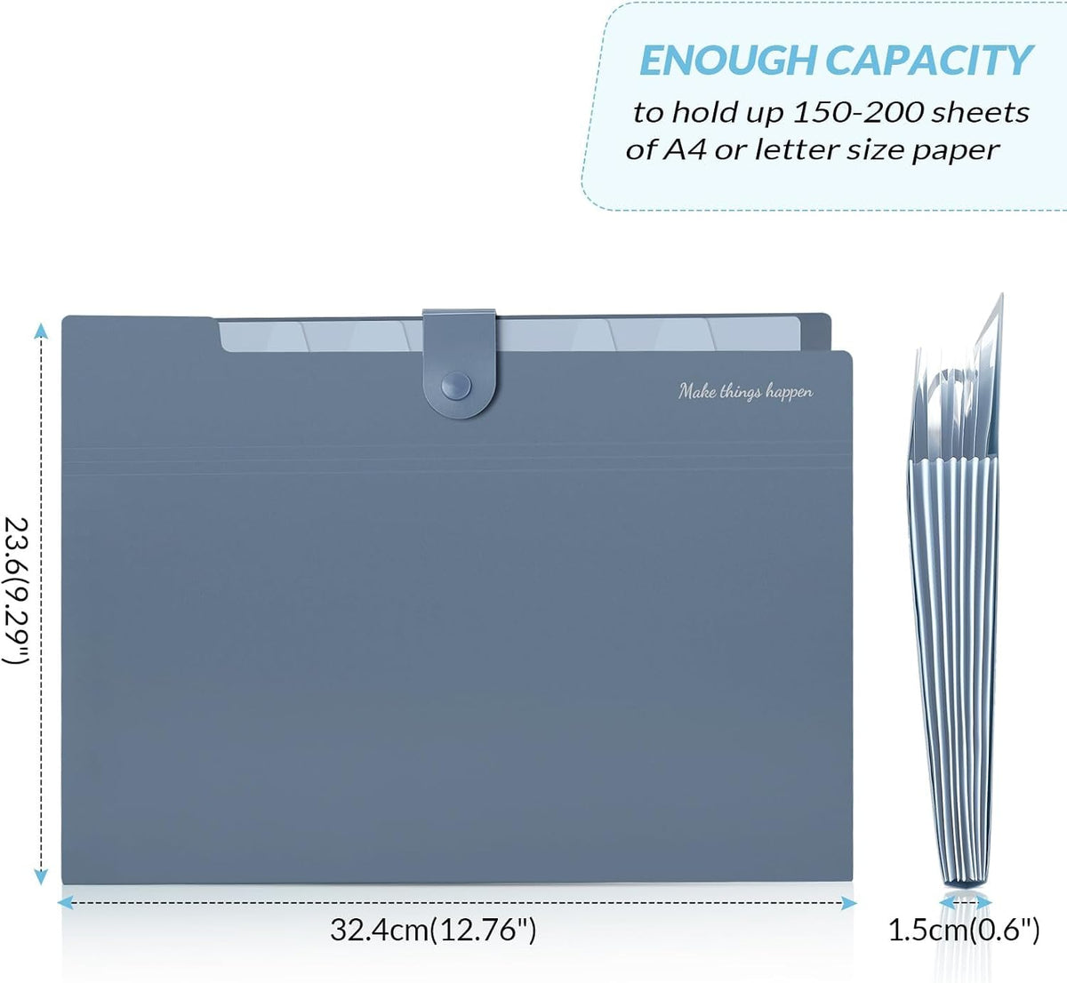 Expanding File Organizer with 8 Pockets, Accordion File Folders with Labels, Portable Document Paper Bill Receipt Organizer, Home College School Office Supplies, Letter Size, Blue