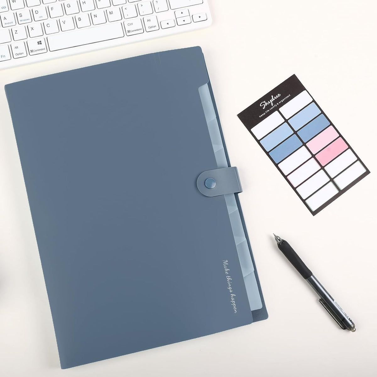 Expanding File Organizer with 8 Pockets, Accordion File Folders with Labels, Portable Document Paper Bill Receipt Organizer, Home College School Office Supplies, Letter Size, Blue