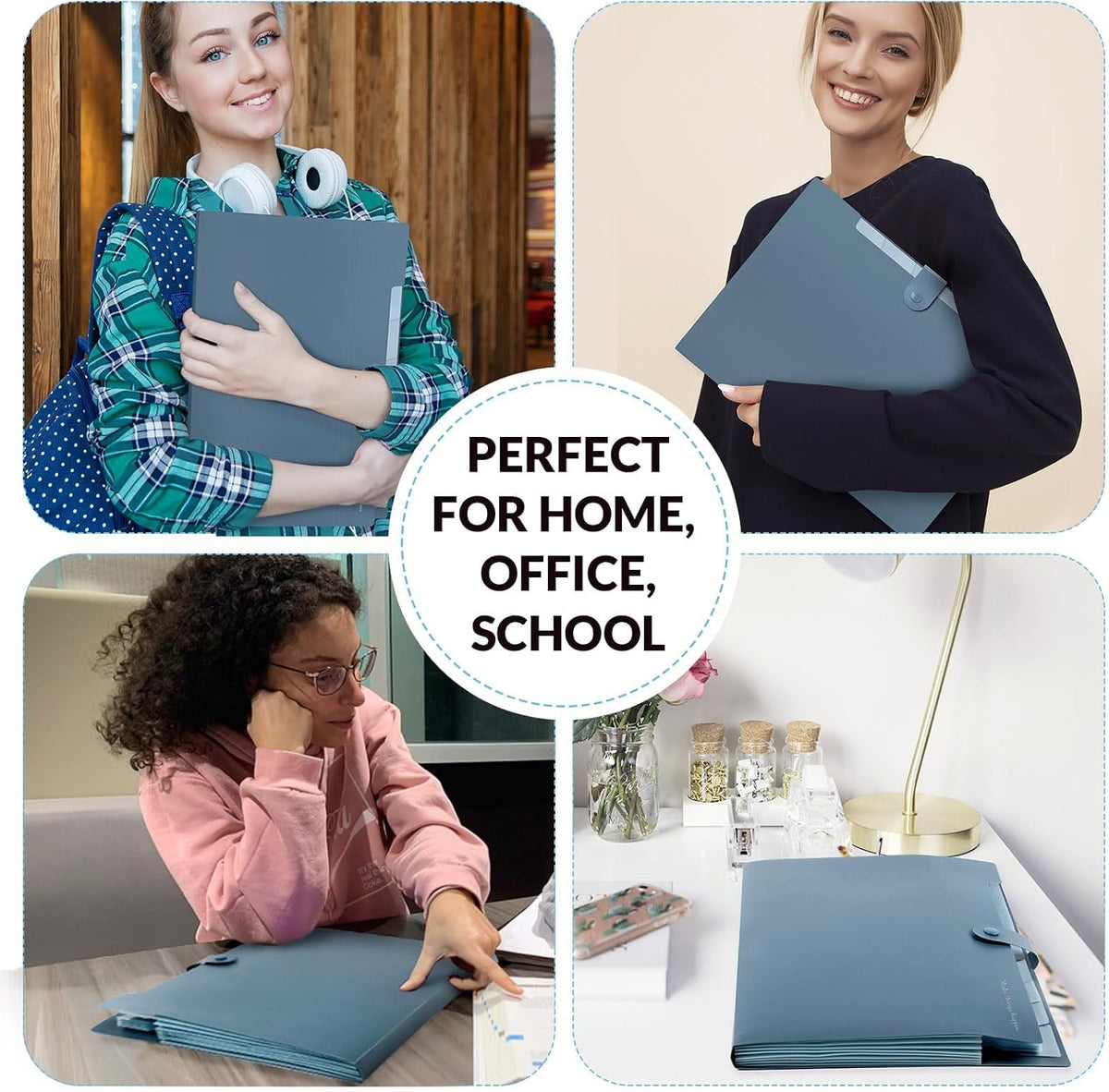 Expanding File Organizer with 8 Pockets, Accordion File Folders with Labels, Portable Document Paper Bill Receipt Organizer, Home College School Office Supplies, Letter Size, Blue