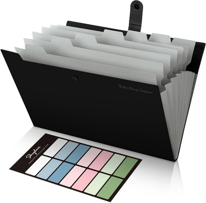 Expanding File Organizer with 8 Pockets, Accordion File Folders with Labels, Portable Document Paper Bill Receipt Organizer, Home College School Office Supplies, Letter Size, Blue