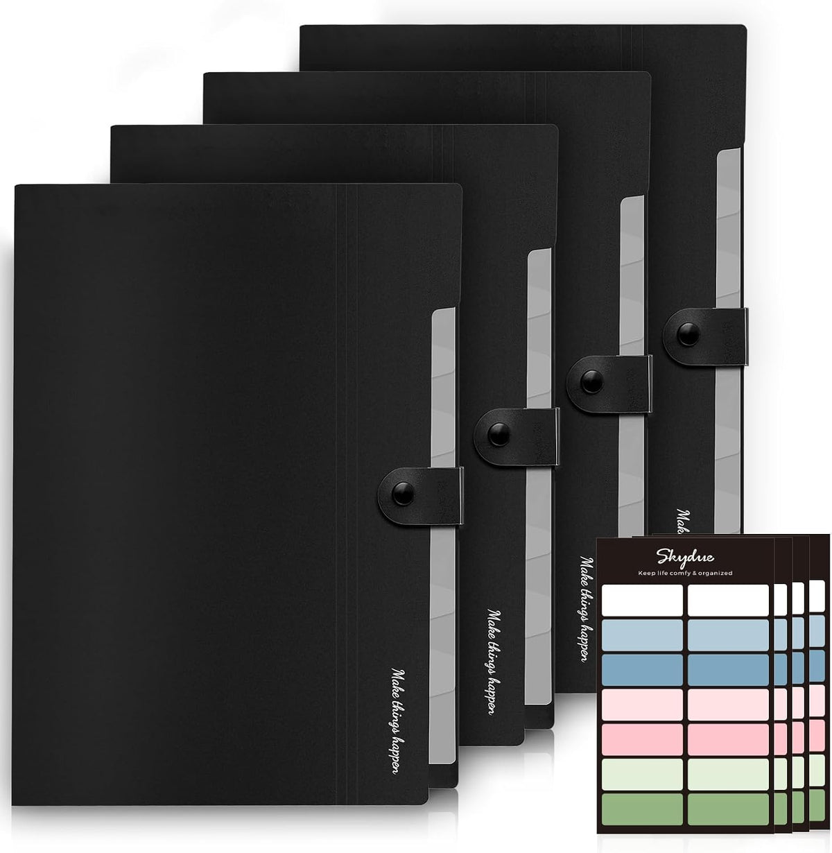 Expanding File Organizer with 8 Pockets, Accordion File Folders with Labels, Portable Document Paper Bill Receipt Organizer, Home College School Office Supplies, Letter Size, Blue