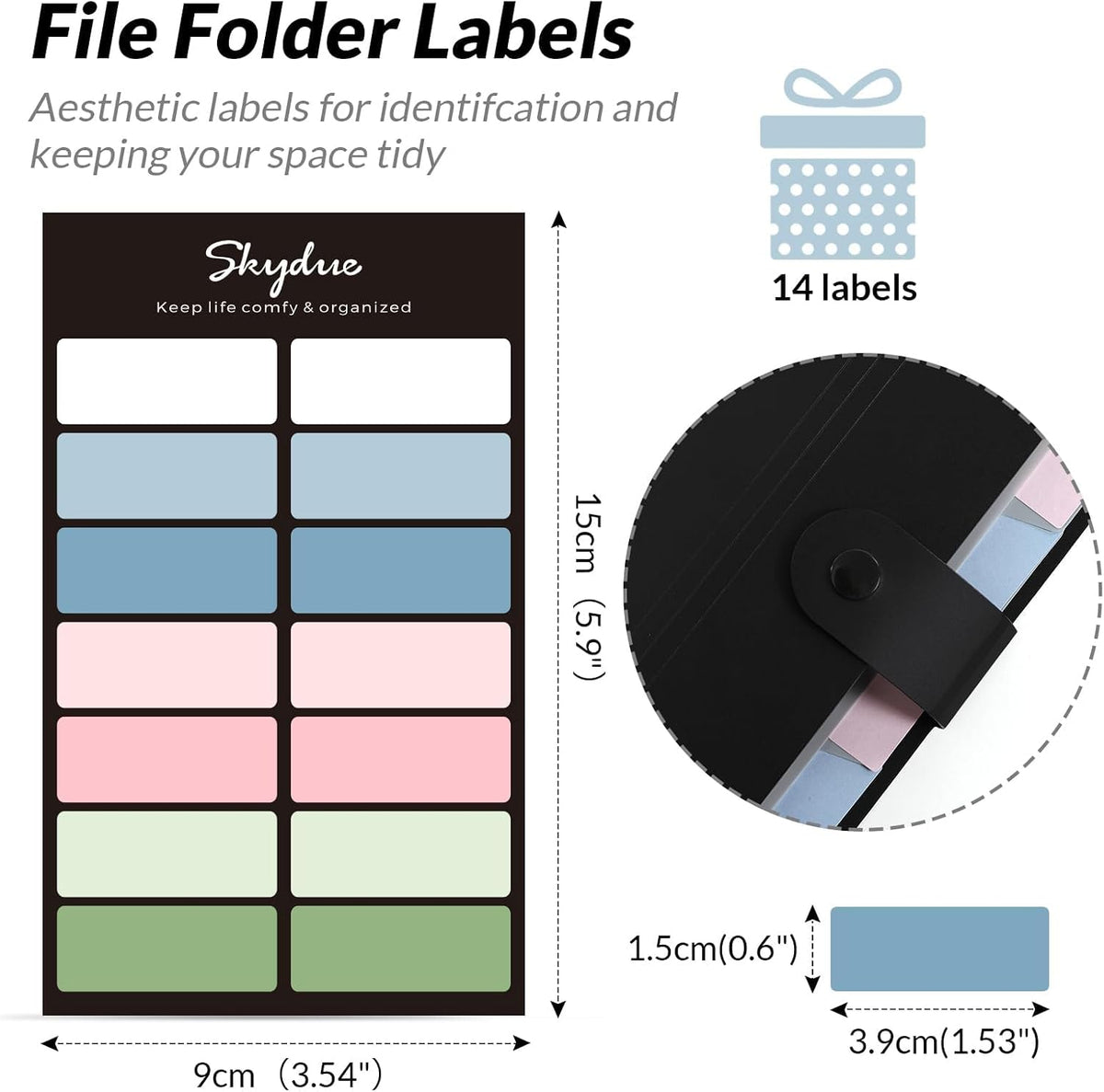 Expanding File Organizer with 8 Pockets, Accordion File Folders with Labels, Portable Document Paper Bill Receipt Organizer, Home College School Office Supplies, Letter Size, Blue