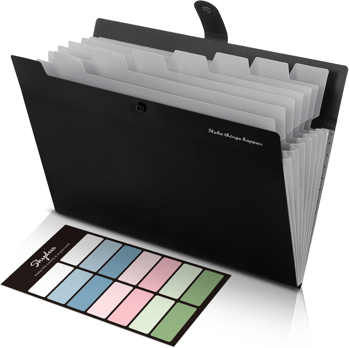 Expanding File Organizer with 8 Pockets, Accordion File Folders with Labels, Portable Document Paper Bill Receipt Organizer, Home College School Office Supplies, Letter Size, Blue
