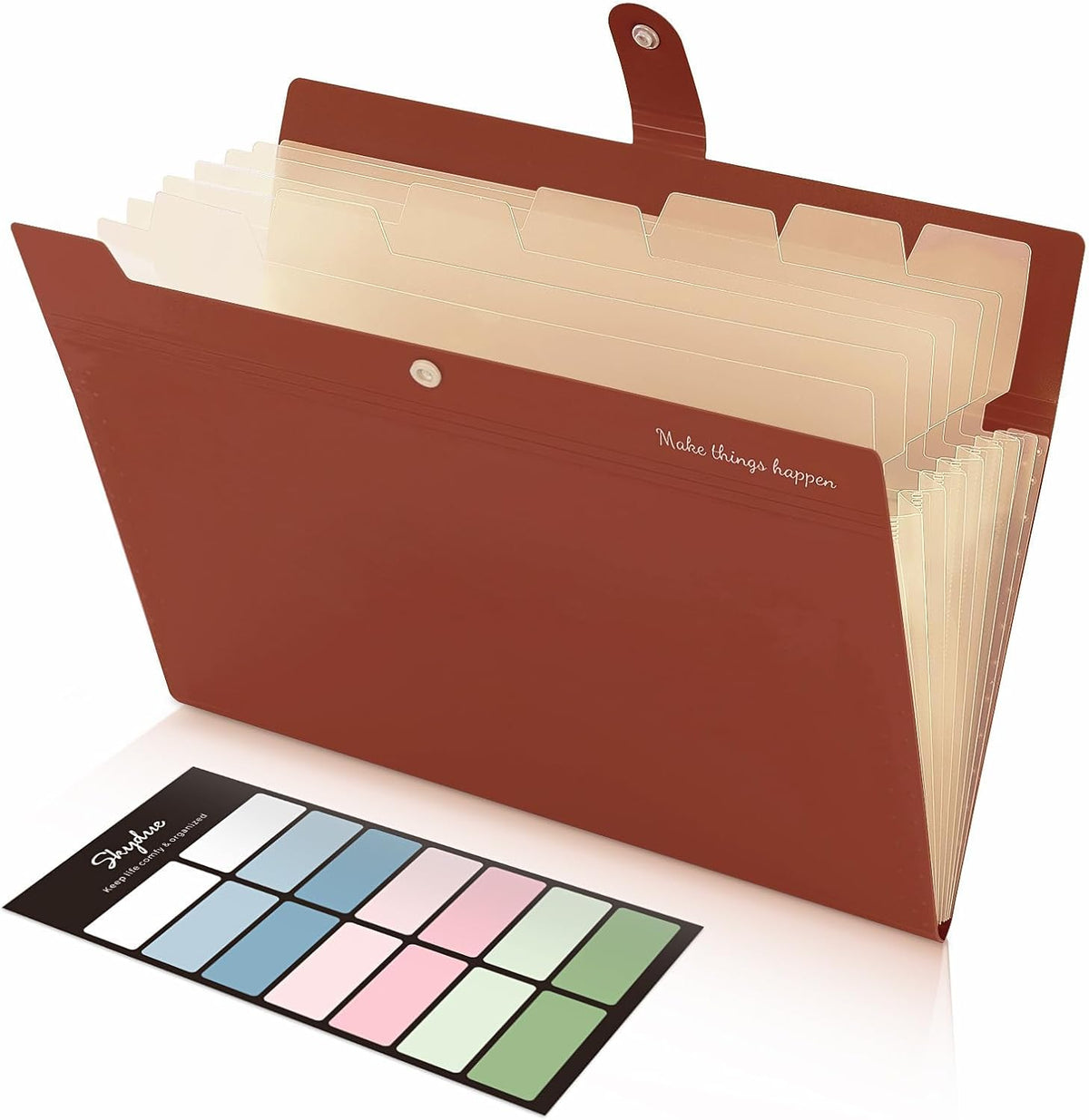 Expanding File Organizer with 8 Pockets, Accordion File Folders with Labels, Portable Document Paper Bill Receipt Organizer, Home College School Office Supplies, Letter Size, Blue